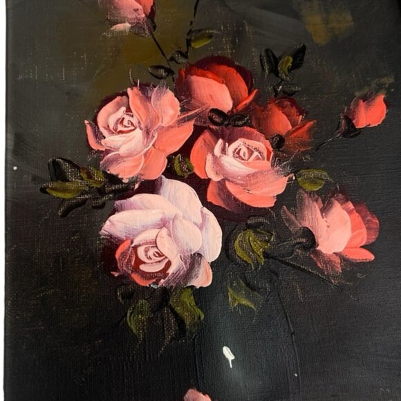 Hand Painted Framed floral Painting 13”x11” Cottagecore, Dark academia - Picture 4 of 4